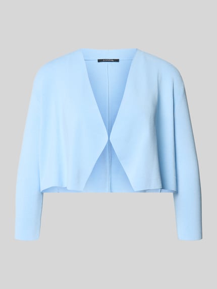 Productfoto, Strickjacke in open pasvorm met 3/4-mouw van comma, viscosemix, lichtblauw, gladde textuur, dames strickjacke