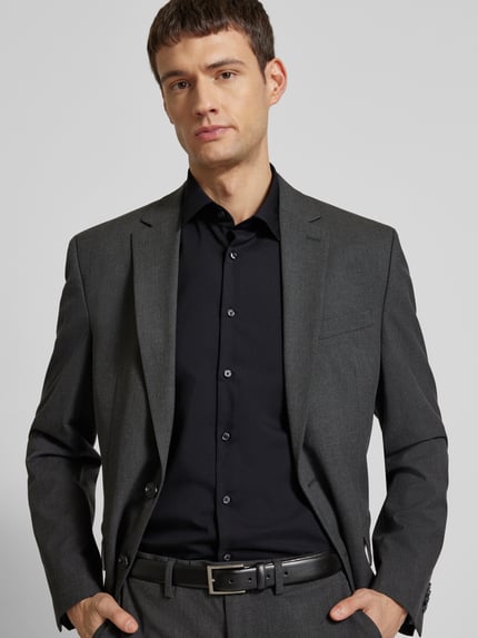 Jake*s Regular Fit Business-Hemd mit Knopfleiste Black 3