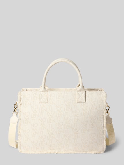 Productfoto, Handtasche mit Label-Stitchings Modell 'SHYLA' van VALENTINO BAGS in beige tint met franjes, hoofdvak met ritssluiting, korte hengsels, verstelbare schouderband, ritszak aan de binnenkant, breedte maat 1: 41 cm, lengte maat 1: 31 cm, diepte maat 1: 17 cm, bandlengte maat 1: 110 cm, zachte stofstructuur