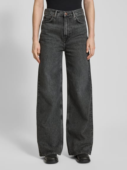 Samsøe Samsøe Wide leg jeans in 5-pocketmodel, model 'REBECCA' Antraciet - 4
