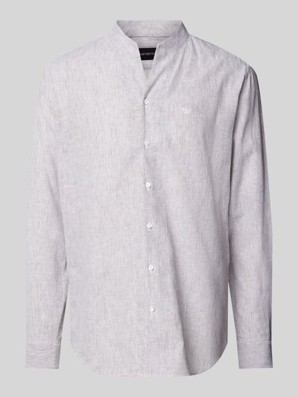 Emporio Armani Regular Fit Freizeithemd aus Leinen-Baumwoll-Mix Hellbraun 2