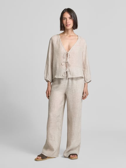 Christian Berg Woman Wide Leg Leinenhose mit Eingrifftaschen Beige 1