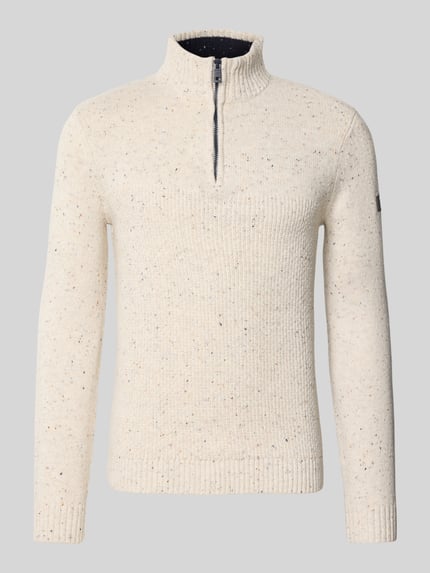 Tom Tailor Regular Fit Troyer aus Baumwoll-Mix Offwhite 2