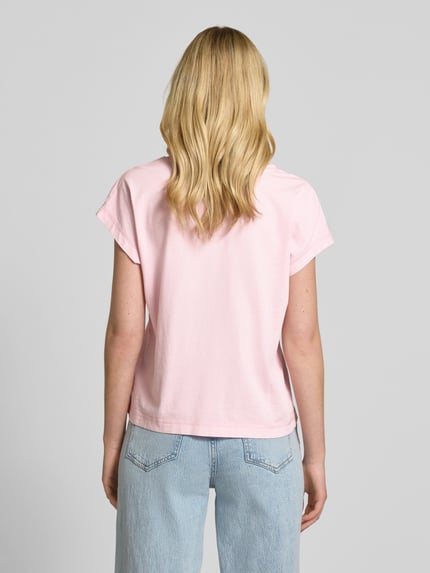Jake*s Casual T-Shirt mit geripptem V-Ausschnitt Fuchsia 5