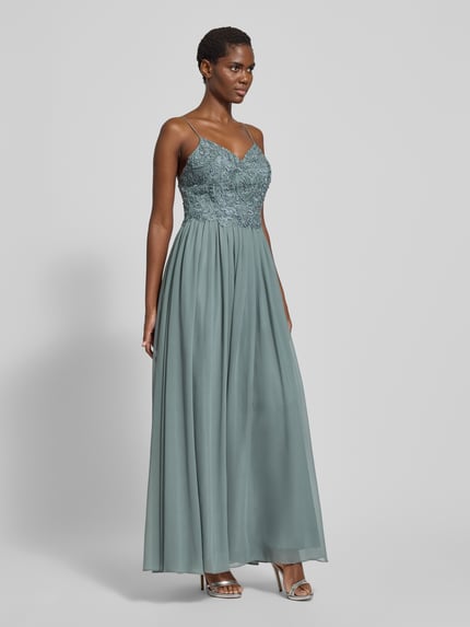 Laona Abendkleid mit floralen Stickereien und Zierperlen Schilf 1