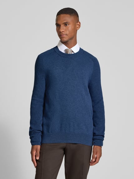 MAERZ Muenchen Regular Fit Pullover aus reiner Schurwolle Modell 'Geelong' Jeansblau 4