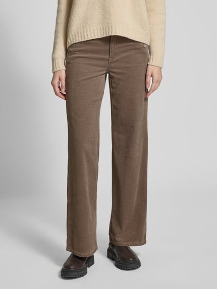 GANG Wide Fit Cordhose mit Label-Detail Modell 'AMELIE WIDE' Taupe 4