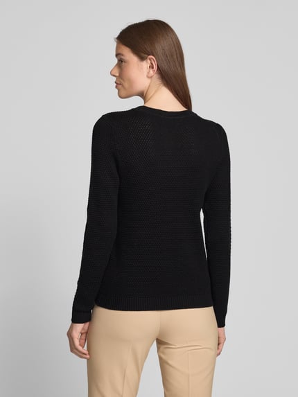VILA Gebreide pullover met structuurmotief, model 'Vidalo O-Neck' Zwart - 5