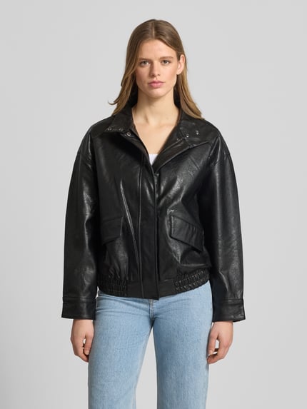 ONLY regular fit blouson in leerlook model 'JULIA' Black - 4