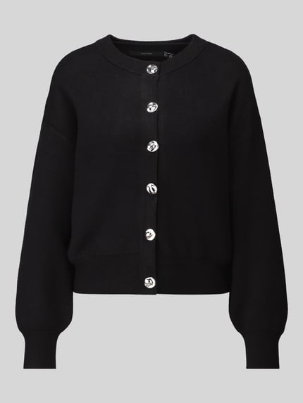 VERO MODA Regular fit gebreid jack van viscosemix model 'NOELLA' Zwart - 2