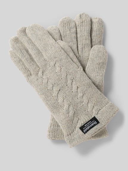 EEM Handschuhe mit Label-Detail Hellgrau 1
