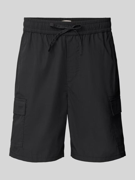 Produktfoto, Regular Fit Cargoshorts mit Baumwoll-Anteil von Only & Sons, Optik: Unifarben, Verschluss: Tunnelzug, Bundabschluss: Elastisch, Cargotasche, Gesäßtasche, Materialverarbeitung: Popeline, Material: Material-Mix mit Baumwoll-Anteil, glatte Textur, dunkle Farbtöne