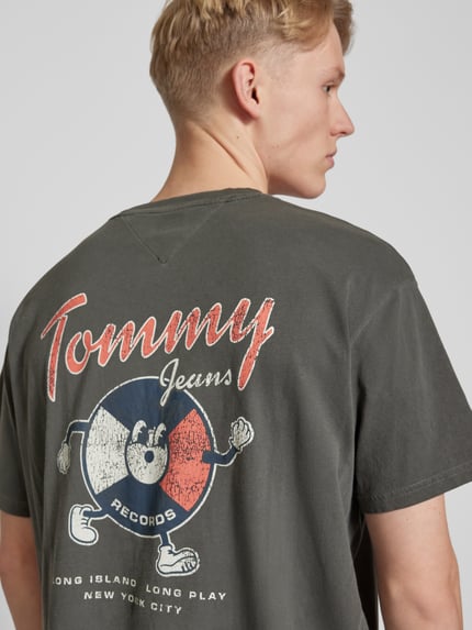 Tommy Jeans Relaxed Fit T-Shirt mit Logo-Stitching Modell 'NOVELTY' Black 3