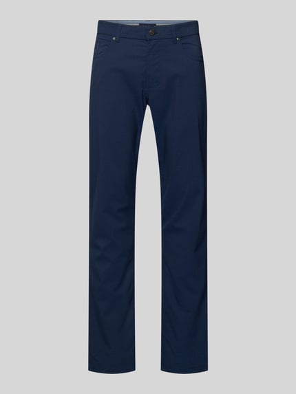 Produktfoto, dunkelblaue Chino mit 5-Pocket-Design von Christian Berg Men, gerader Schnitt, Material-Mix mit Viskose-Anteil