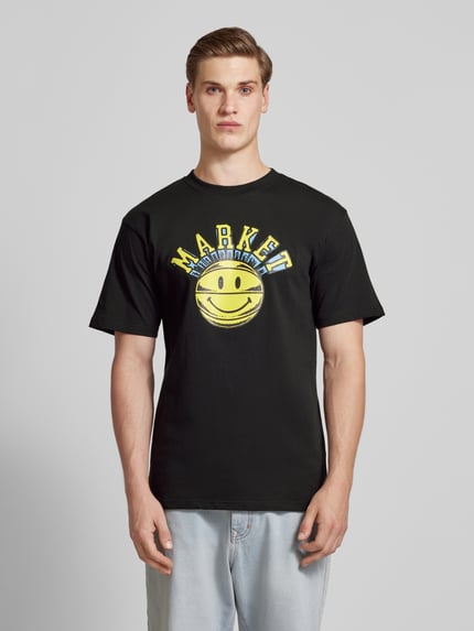 MARKET T-Shirt mit Rundhalsausschnitt Modell 'SMILEY' Black 4