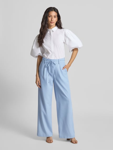 Moves Flared Stoffhose mit Kordelzug Modell 'Andriana' Hellblau 1