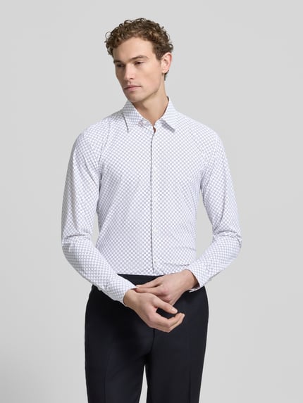 BOSS Slim Fit Freizeithemd mit Allover-Muster Modell 'P-ROAN-K-F-261' Weiss 4