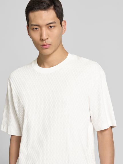 s.Oliver BLACK LABEL Relaxed Fit T-Shirt aus strukturiertem Jersey Weiss 3
