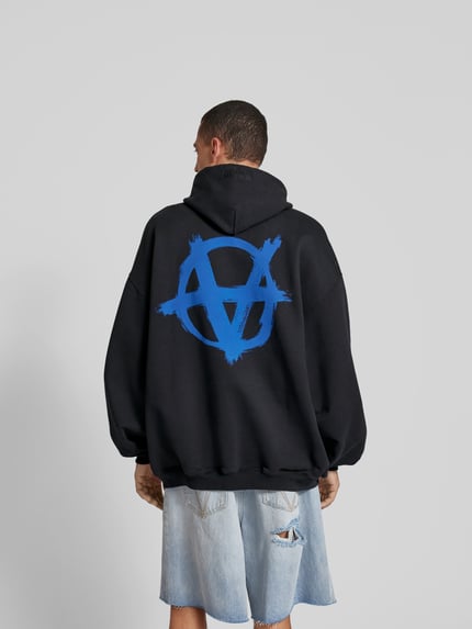 VETEMENTS oversized hoodie met labelprint Zwart - 5