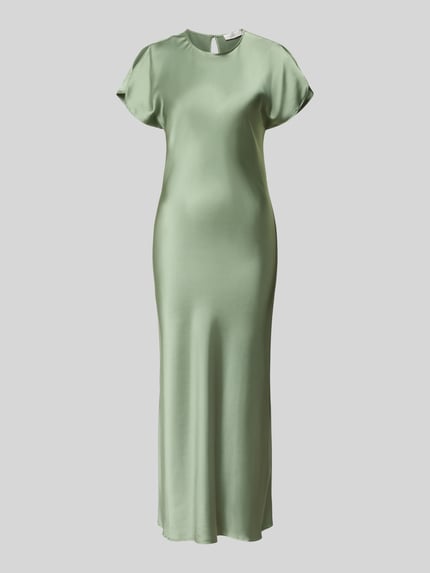 Productfoto, Cocktailkleid mit Rundhalsausschnitt Modell 'Miley' van GUIDO MARIA KRETSCHMER WOMAN, jurk van satijn, slim fit, midirok, lichtgroen, gladde textuur.