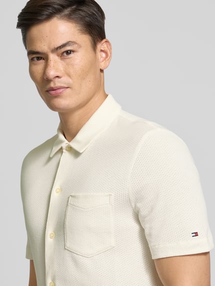 Tommy Hilfiger Regular fit vrijetijdsoverhemd met mesh structuur Wit - 3