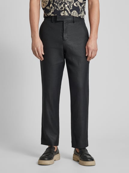 Selected Spodnie do garnituru o kroju slim fit zapinane na guzik i zamek błyskawiczny model ‘KONTOS’ Czarny 4