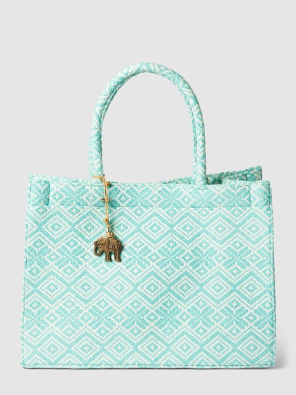 ANOKHI Tote bag met all-over motief Turquoise - 2