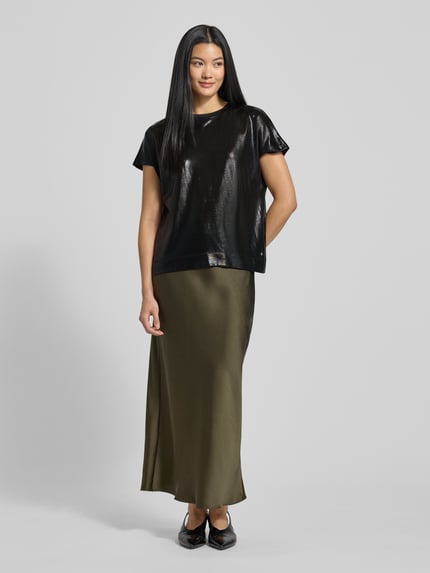 MOS MOSH T-shirt in leerlook, model 'Nicola' Zwart - 1