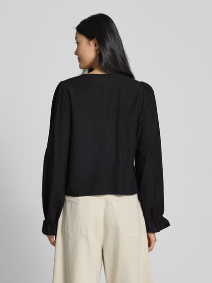 VILA Regular Fit Bluse aus Viskose-Mix mit Leinen-Anteil Modell 'POLENE' Black 5