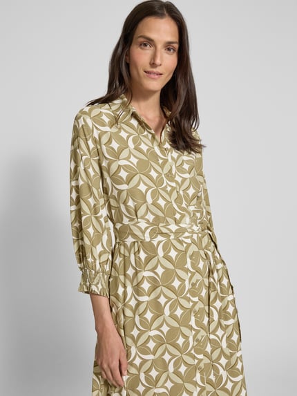 s.Oliver BLACK LABEL Tailliertes Hemdblusenkleid aus reiner Viskose Khaki 3