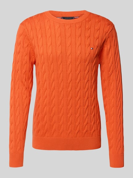 Tommy Hilfiger Sweter z dzianiny o kroju regular fit z czystej bawełny Pomarańczowy 2