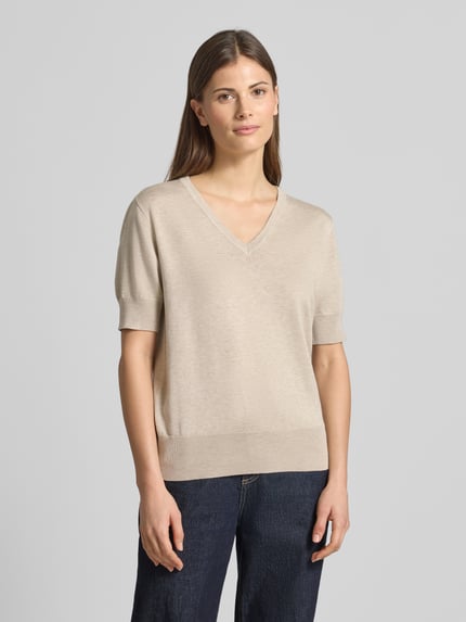 FREE/QUENT Strickshirt mit V-Ausschnitt Modell 'Katie' Beige 4