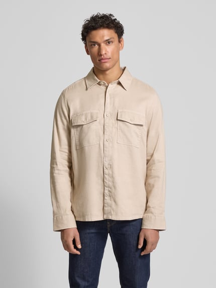 OLYMP Level 5 Casual fit overhemdjack met klepzakken op de borst Zand - 4