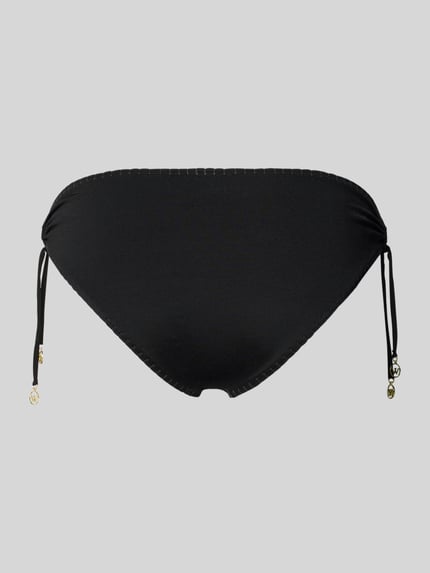 Produktfoto, Bikinihose mit seitlicher Schnürung von WATERCULT, Schwarz, Material-Mix mit Stretch-Anteil, körpernahe Passform, elastischer Bund