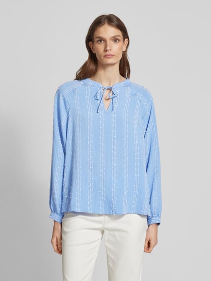 Milano Italy Blouseshirt met strikdetail Blauw - 4