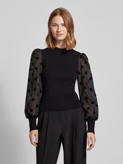 YAS slim fit blouse met ballonmouwen model 'DOTME' Zwart - 4