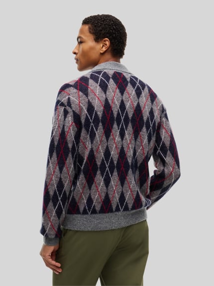 Tommy Hilfiger Strickjacke aus Alpaka mit Hemdkragen Dunkelgrau 5