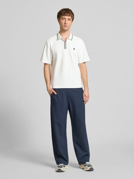 REVIEW Regular Fit Poloshirt mit Reißverschluss und Label-Stitching Offwhite 1