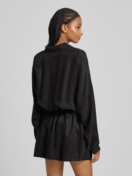 Karo Kauer Minikleid mit Resortkragen Dunkelgrau 5