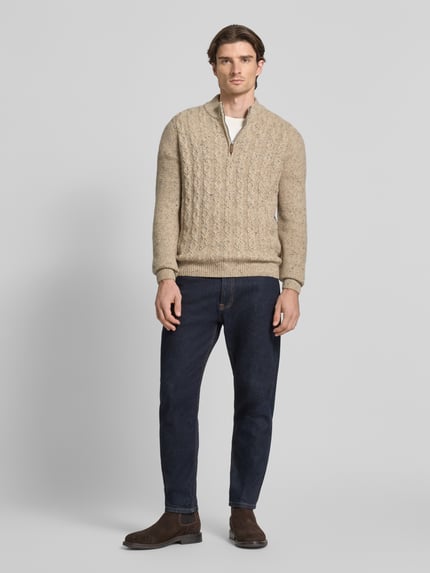 Fynch-Hatton Gebreide pullover met ribboorden Beige - 1