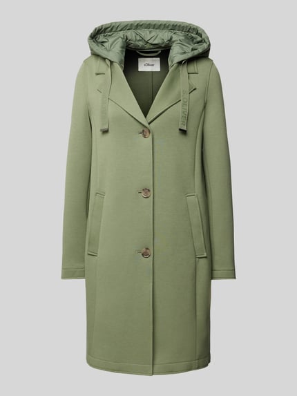 s.Oliver RED LABEL Płaszcz ze scuby o kroju regular fit z odpinanym kapturem z pikowaniem Khaki 2