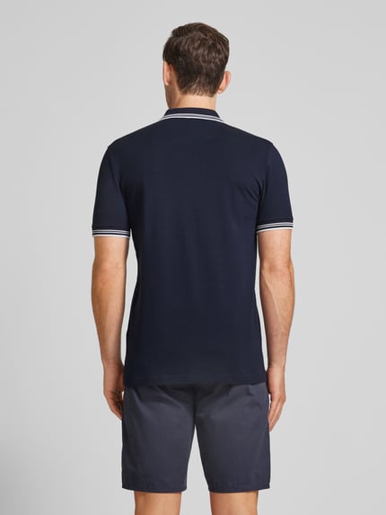 BOSS Green Slim fit poloshirt met labelprint, model 'Paul' Marineblauw - 5
