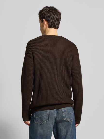 JACK & JONES Strickpullover mit Rundhalsausschnitt Modell 'KAITO' Dunkelbraun 5