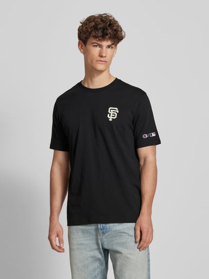 Champion T-shirt z detalem z logo Czarny 4
