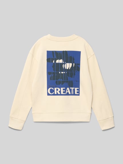 Garcia Bluza o kroju regular fit z nadrukiem z logo Écru 3