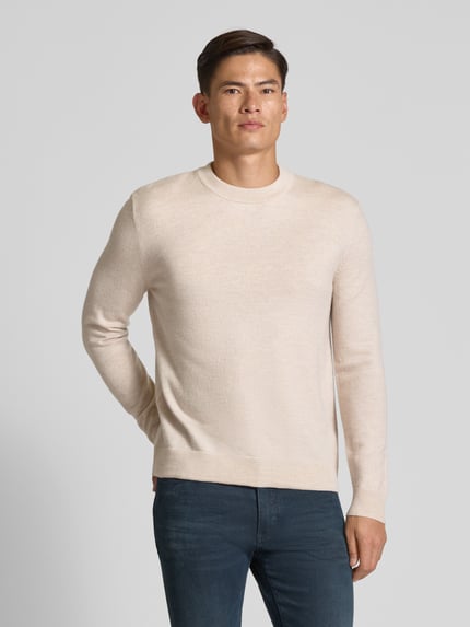 Selected Regular Fit Strickpullover aus reiner Merinowolle Modell 'TRAY' Offwhite 4