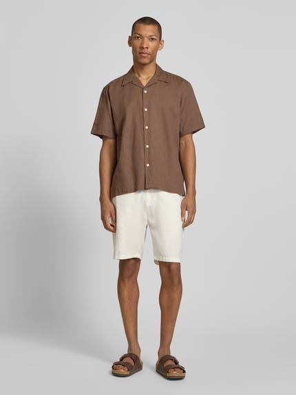 Selected Relaxed Fit Freizeithemd aus Leinen-Baumwoll-Mix Modell 'RLXCLAY' Schoko 1