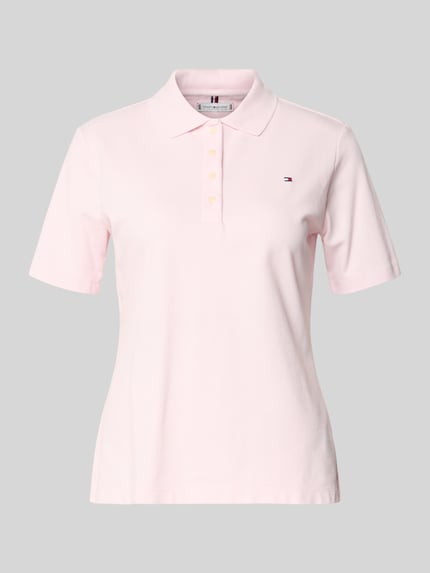 Produktfoto, Regular Fit Poloshirts aus Baumwoll-Mix von Tommy Hilfiger, Optik: Unifarben, Kurzarm, Piqué-Struktur, zartrosa Farbe