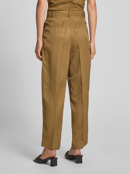 MANGO Loose Fit Stoffhose aus Viskose-Leinen-Mix Modell 'MOSKITO' Oliv 5