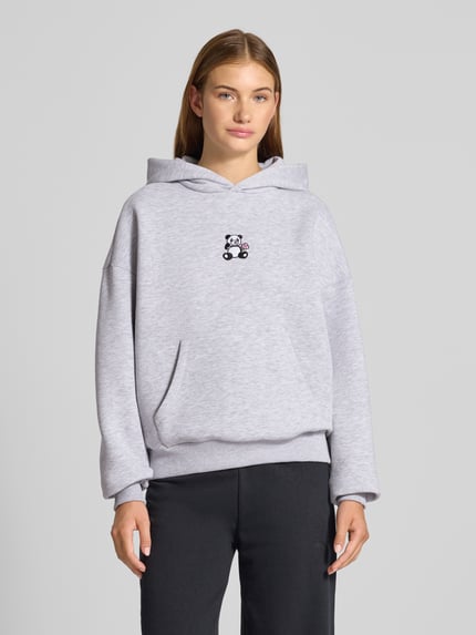 REVIEW Oversized hoodie met motiefstitching Lichtgrijs gemêleerd - 4